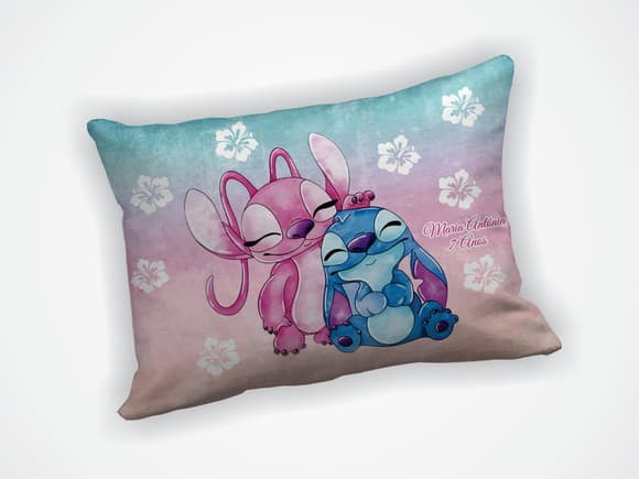 Lembrancinha Almofada 18x28cm Personalizada Angel e Stitch