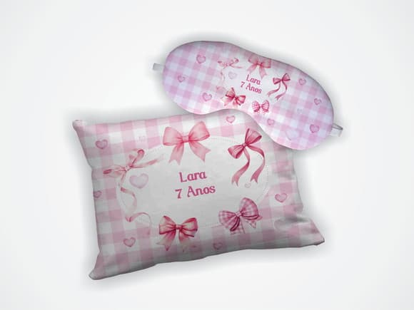 Kit Almofada 18x28cm + Mascara de Dormir Laço
