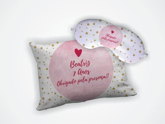 Kit Almofada 18x28cm + Mascara de Dormir Estrelas
