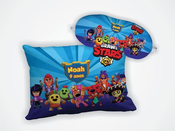 Kit Almofada 18x28cm + Mascara de Dormir Brawl Stars