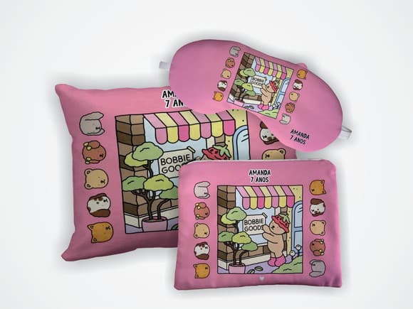 Kit Almofada 18x28 + Mascara + Nécessaire Bobbie Goods