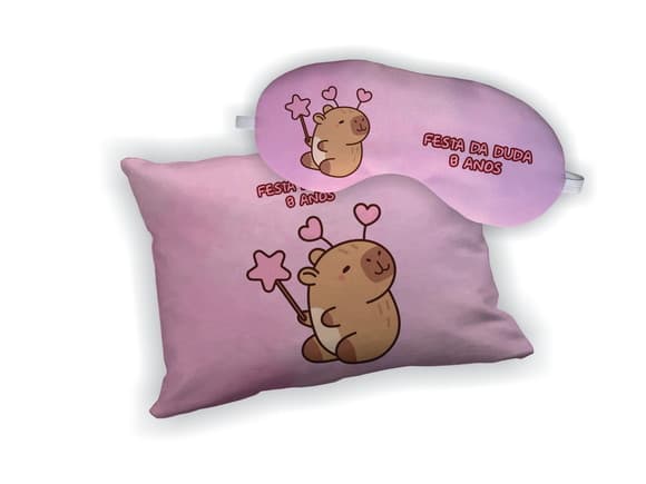 Kit Almofada 18x28cm + Mascara de Dormir Capivara