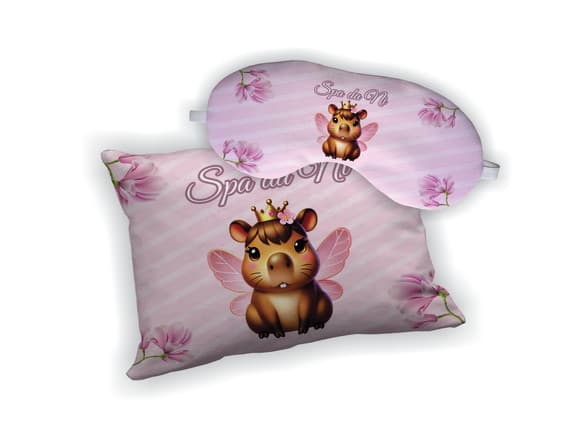 Kit Almofada 18x28cm + Mascara de Dormir Capivara