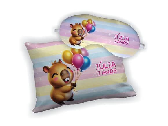 Kit Almofada 18x28cm + Mascara de Dormir Capivara