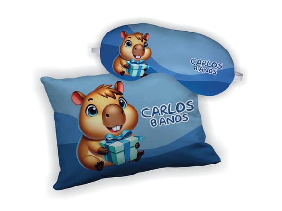 Kit Almofada 18x28cm+ Mascara de Dormir Capivara