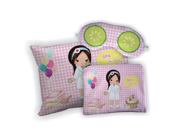 Lembrancinha Kit Almofada 18x28cm+ Mascara + Nécessaire Spa