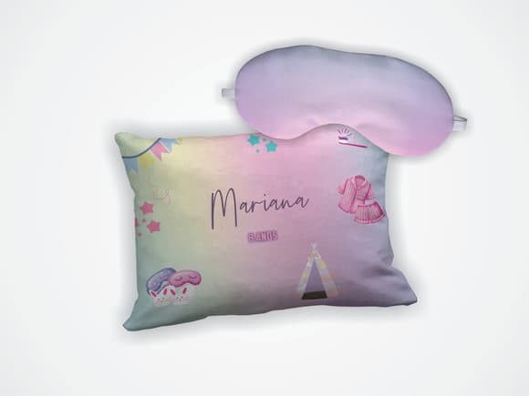 Kit Almofada 18x28cm + Mascara de Dormir Festa do Pijama
