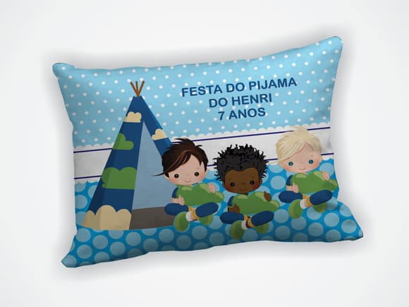 Almofada 18x28cm Personalizada Festa Pijama Meninos
