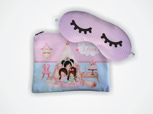 Kit Personalizado Necessaire + Mascara Festa do Pijama