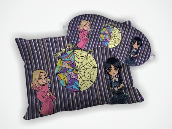 Kit Almofada 18x28cm + Mascara de Dormir Wandinha