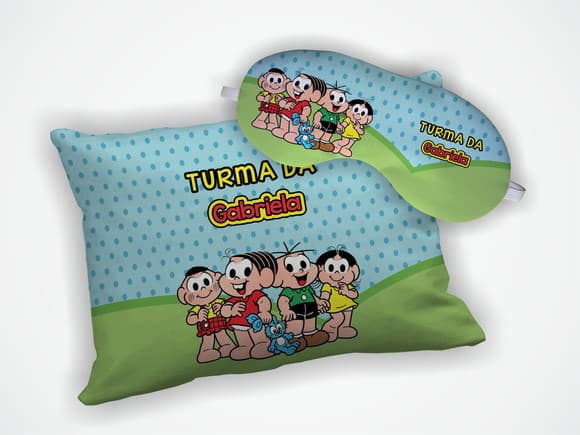 Kit Almofada 18x28cm + Mascara de Dormir Turma da Monica