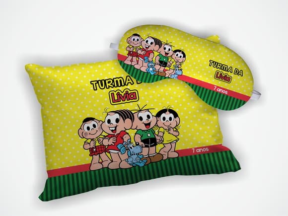 Kit Almofada 18x28cm + Mascara de Dormir Turma da Monica