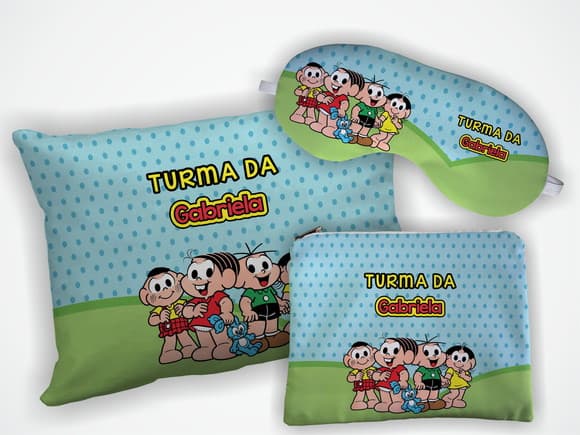 Kit Almofada 18x28cm+ Mascara + Nécessaire Turma da Monica
