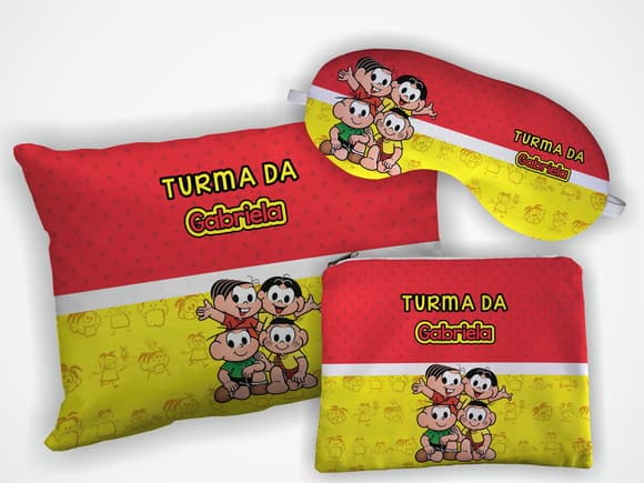 Kit Almofada 18x28cm+ Mascara + Nécessaire Turma da Monica