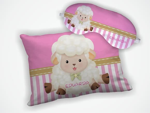 Kit Almofada 18x28cm+ Mascara de Dormir Ovelha