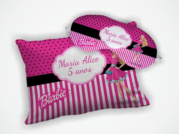 Kit Almofada 18x28cm+ Mascara de Dormir Barbie