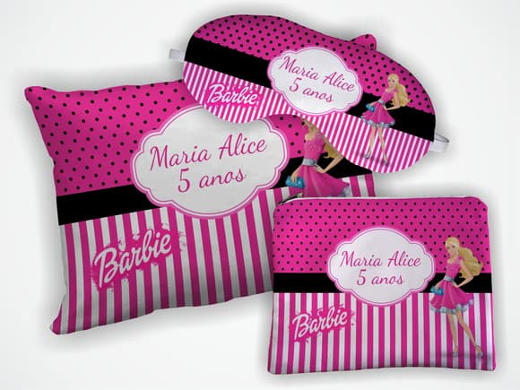Kit Almofada 18x28cm+ Mascara + Nécessaire Barbie