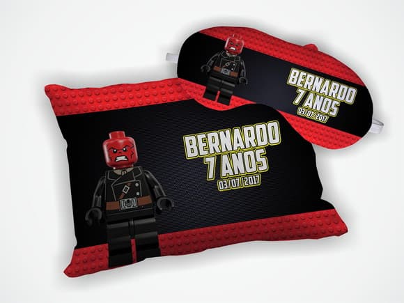 Kit Almofada 18x28cm+ Mascara de Dormir Lego