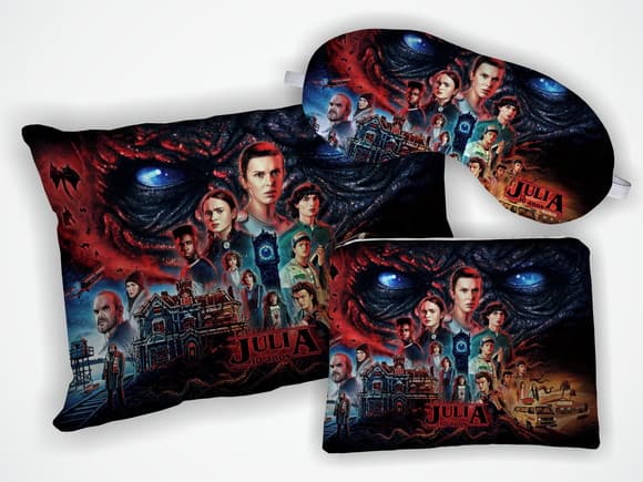 Kit Almofada 18x28cm+ Mascara + Nécessaire Stranger Things