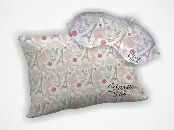 Kit Almofada 18x28cm+ Mascara de Dormir Paris