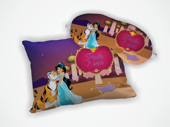 Kit Almofada 18x28cm+ Mascara de Dormir Princesa Jasmine