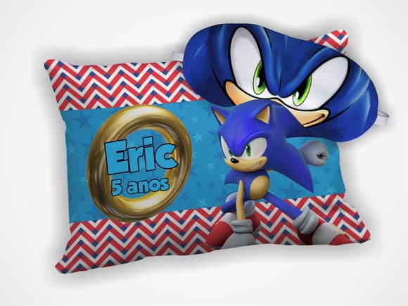 Kit Almofada 18x28cm + Mascara de Dormir Sonic Amy