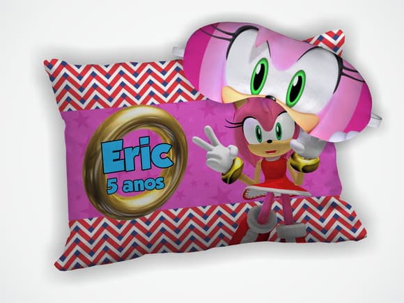 Kit Almofada 18x28cm+ Mascara de Dormir Sonic Amy
