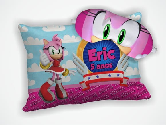Kit Almofada 18x28cm+ Mascara de Dormir Sonic Amy