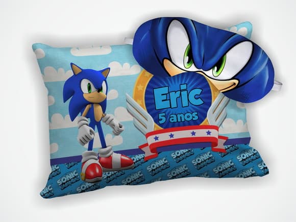 Kit Almofada 18x28cm + Mascara de Dormir Sonic Amy