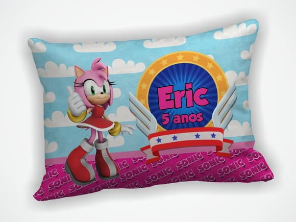 Almofada 18x28cm Personalizada Sonic Amy Rose