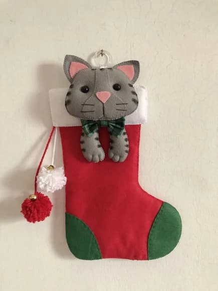 Bota de Natal em Feltro Pet Cat