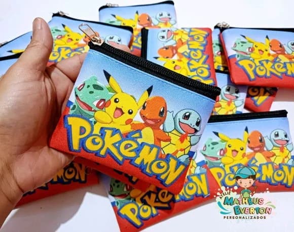 30 Porta Moedas Pokémon Tamanho: 10x12cm