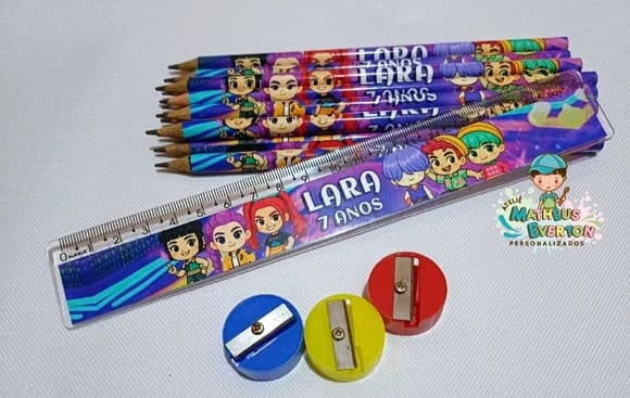40 Kits Lápis, Régua, e Apontador Guerreiras do K-pop