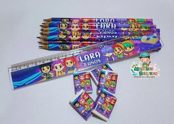 40 Kits Lápis, Régua e Borracha Guerreiras do K-pop
