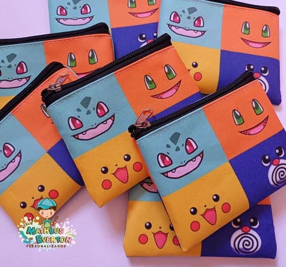 50 Porta Moedas Pokémon Tamanho: 10x12cm