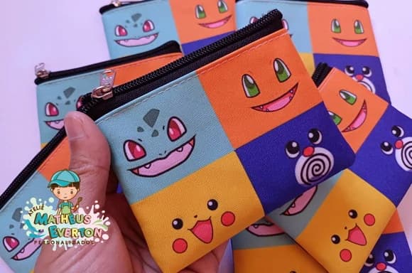 30 Porta Moedas Pokémon Tamanho: 10x12cm