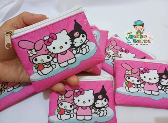 30 Porta Moedas Hello Kitty Tamanho: 10x12cm