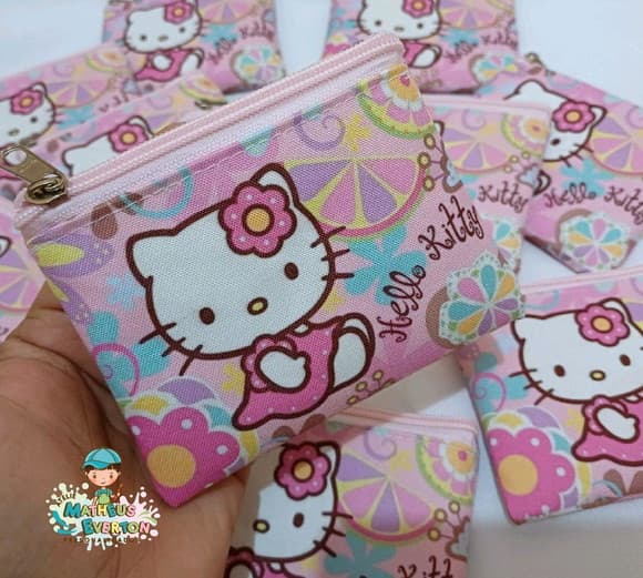 50 Porta Moedas Hello Kitty Tamanho: 10x12cm
