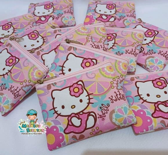 30 Porta Moedas Hello Kitty Tamanho: 10x12cm