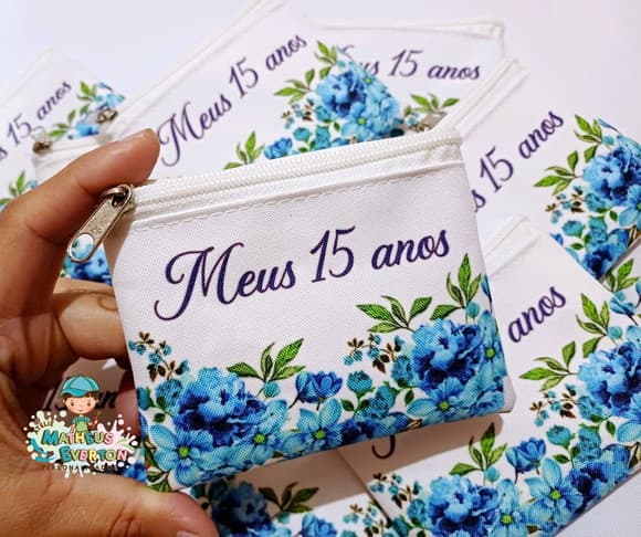 50 Porta Moedas Flores 15 Anos Tamanho: 10x12cm