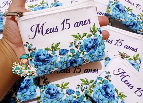 30 Porta Moedas Flores 15 Anos Tamanho: 10x12cm