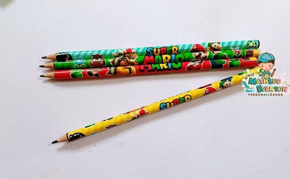 50 Lápis Personalizado Super Mario Bros