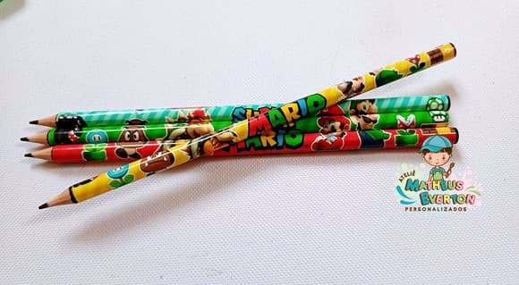 30 Lápis Personalizado Super Mário Bros