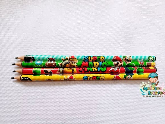 25 Lápis Personalizado Super Mario Bros