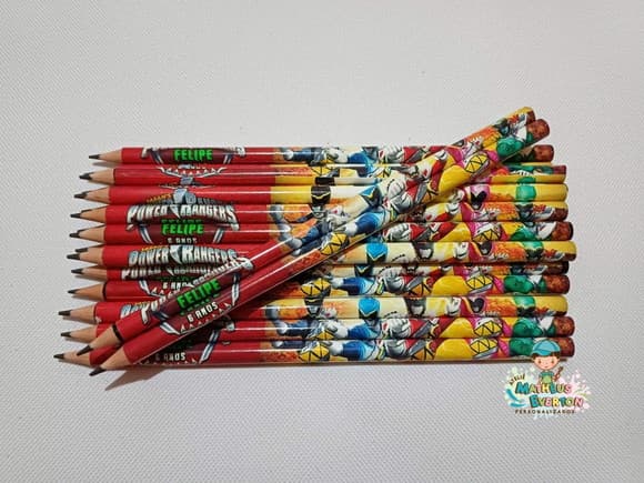 25 Lápis Personalizado Power Ranger (dino Charge)