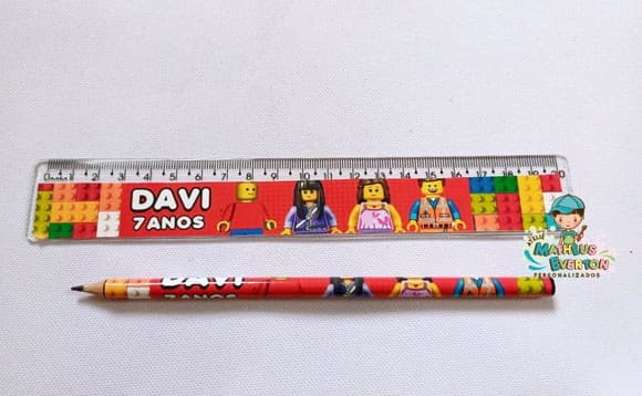 45 Kits Lápis e Régua Personalizado Lego Atu