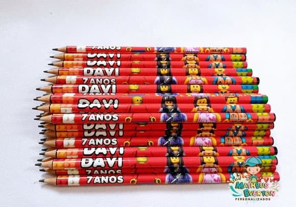 50 Lápis Personalizado Lego Atu