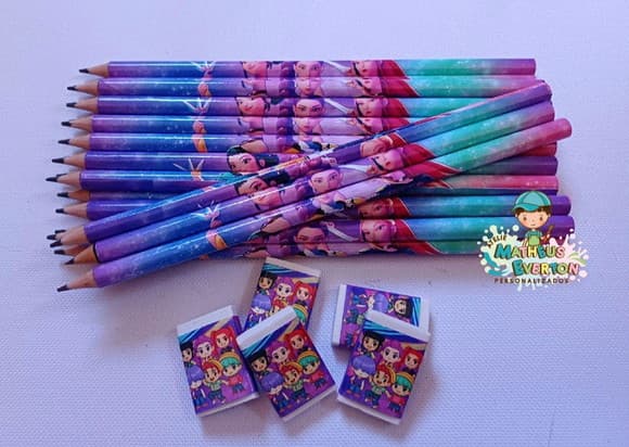 30 Kits Lápis e Borracha Guerreiras do K-pop