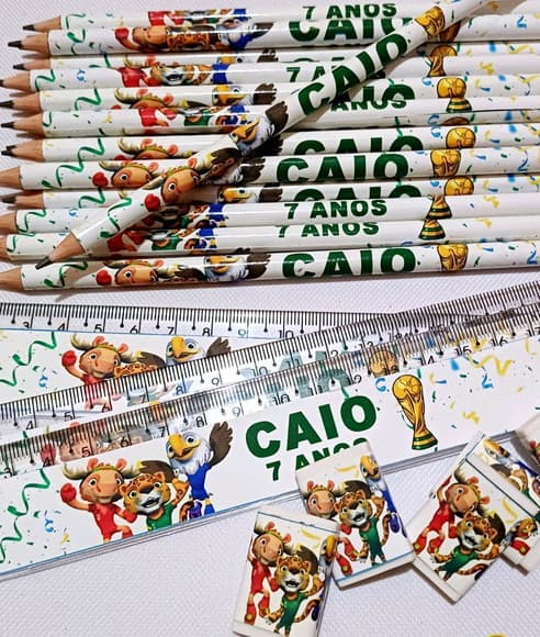 40 Kits Lápis, Régua e Borracha Mascote Copa do Mundo