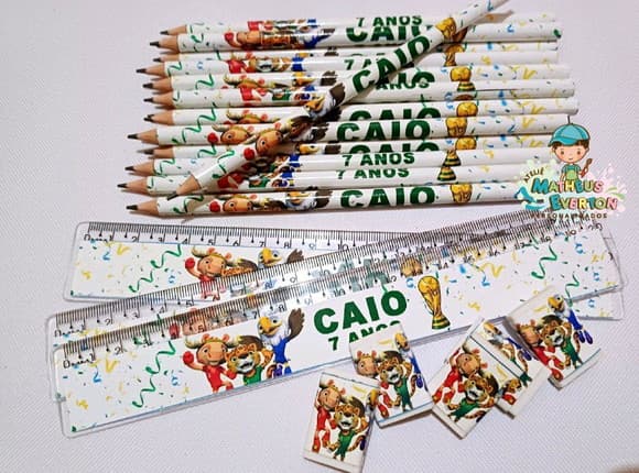 35 Kits Lápis, Régua e Borracha Mascote Copa do Mundo